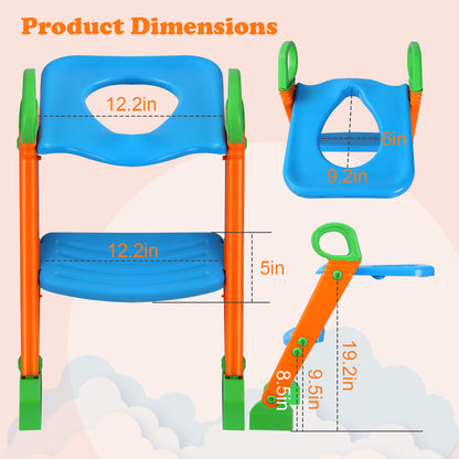 Potty Training Toilet Seat w/Step-Stool Ladder For Children; Foldable