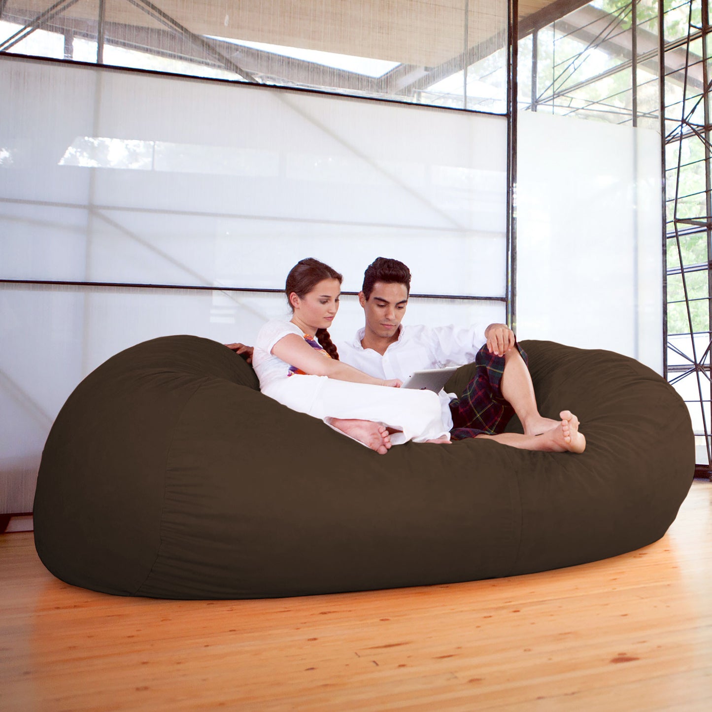 Jaxx 7 Foot Giant Bean Bag Sofa, Chocolate