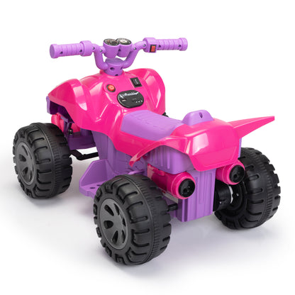 Kids Ride-on ATV; 6V Battery, w/ Music, LED Lights, Age 3-5, Rose Red