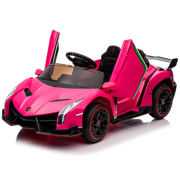 LEADZM Lamborghini Poison; Small Dual Drive 12V 4.5AH with 2.4G Remote Control, Pink