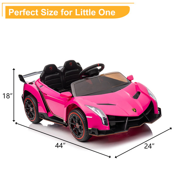 LEADZM Lamborghini Poison; Small Dual Drive 12V 4.5AH with 2.4G Remote Control, Pink