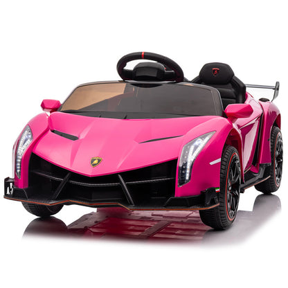 LEADZM Lamborghini Poison; Small Dual Drive 12V 4.5AH with 2.4G Remote Control, Pink