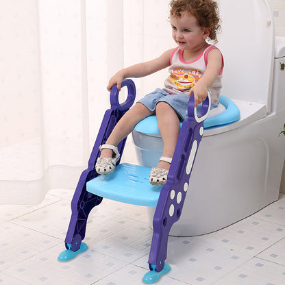 Potty Training Toilet Seat w/Step-Stool Ladder For Children; Foldable