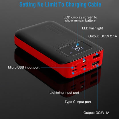 10000mAh Portable Power Bank External Battery Pack Charger Dual USB Charge Ports with LCD Display Flashlight Type C Micro USB Lightning Input Ports - Second Chance Zone