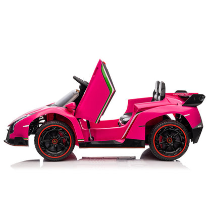 LEADZM Lamborghini Poison; Small Dual Drive 12V 4.5AH with 2.4G Remote Control, Pink