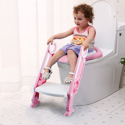 Potty Training Toilet Seat w/Step-Stool Ladder For Children; Foldable