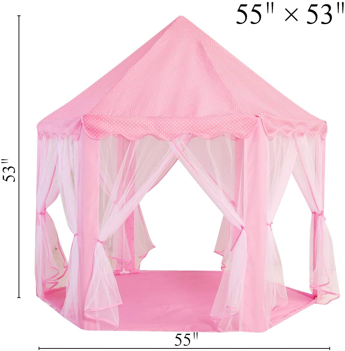 Outdoor Indoor Portable Folding Princess Castle Tent; (Warm LED Star Lights)