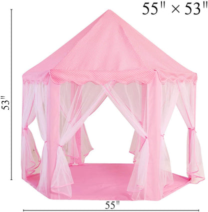 Outdoor Indoor Portable Folding Princess Castle Tent; (Warm LED Star Lights)