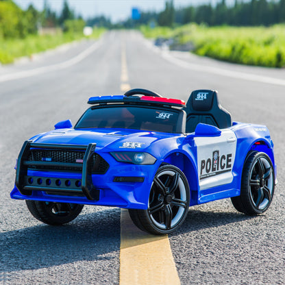 12V Ride On Police car; Remote Control, LED Lights, Siren, Microphone