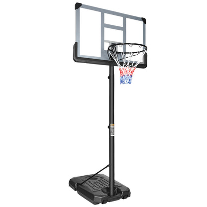 Basketball Hoop Stand; Adjustable 6.6ft - 10ft w/ 44 Inch Backboard