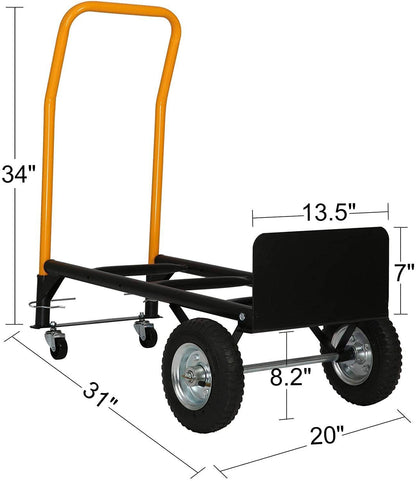 Bosonshop Convertible Hand Truck Dual Purpose 2 Wheel Dolly and 4 Wheel Push Cart with Swivel Wheels 330 Lbs - Second Chance Zone