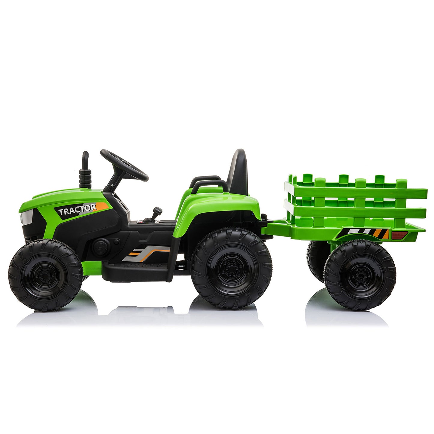 12V Ride On Tractor w/ Trailer; LED Lights, 3 to 6 Ages, Light Green