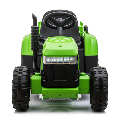 12V Ride On Tractor w/ Trailer; LED Lights, 3 to 6 Ages, Light Green