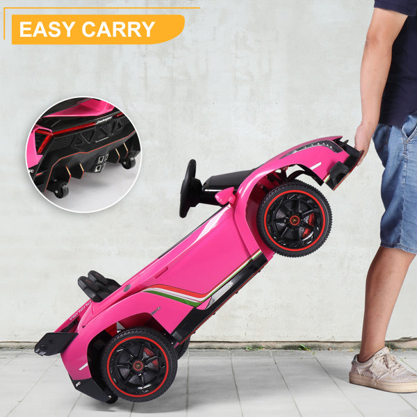 LEADZM Lamborghini Poison; Small Dual Drive 12V 4.5AH with 2.4G Remote Control, Pink