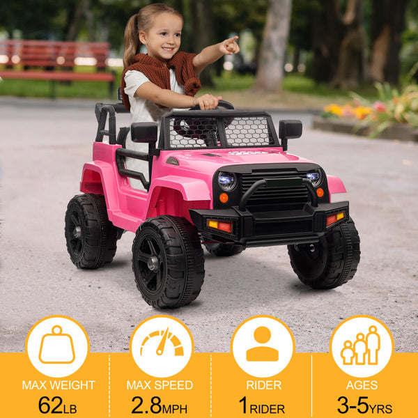 LEADZM 12V Jeep; Dual Drive 4.5A.h with 2.4G Remote Control; Pink