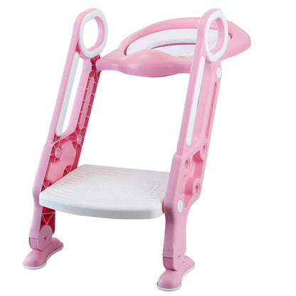 Potty Training Toilet Seat w/Step-Stool Ladder For Children; Foldable