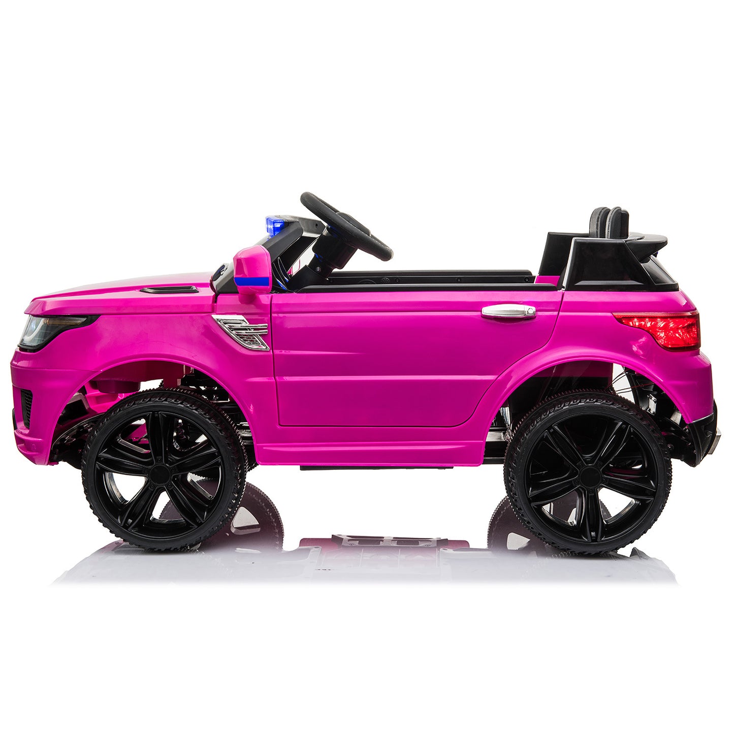 12V Kids Ride On SUV Cop Car; w/ Remote Control, Siren Sounds, Lights - Rose Red