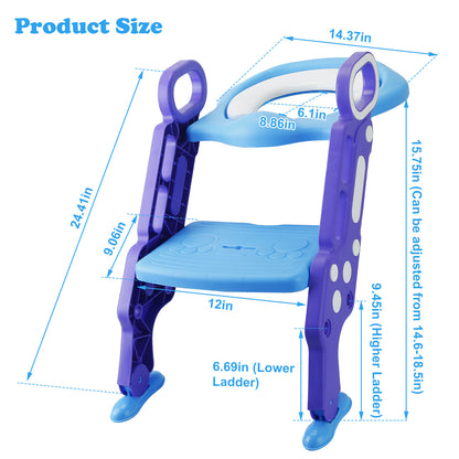 Potty Training Toilet Seat w/Step-Stool Ladder For Children; Foldable