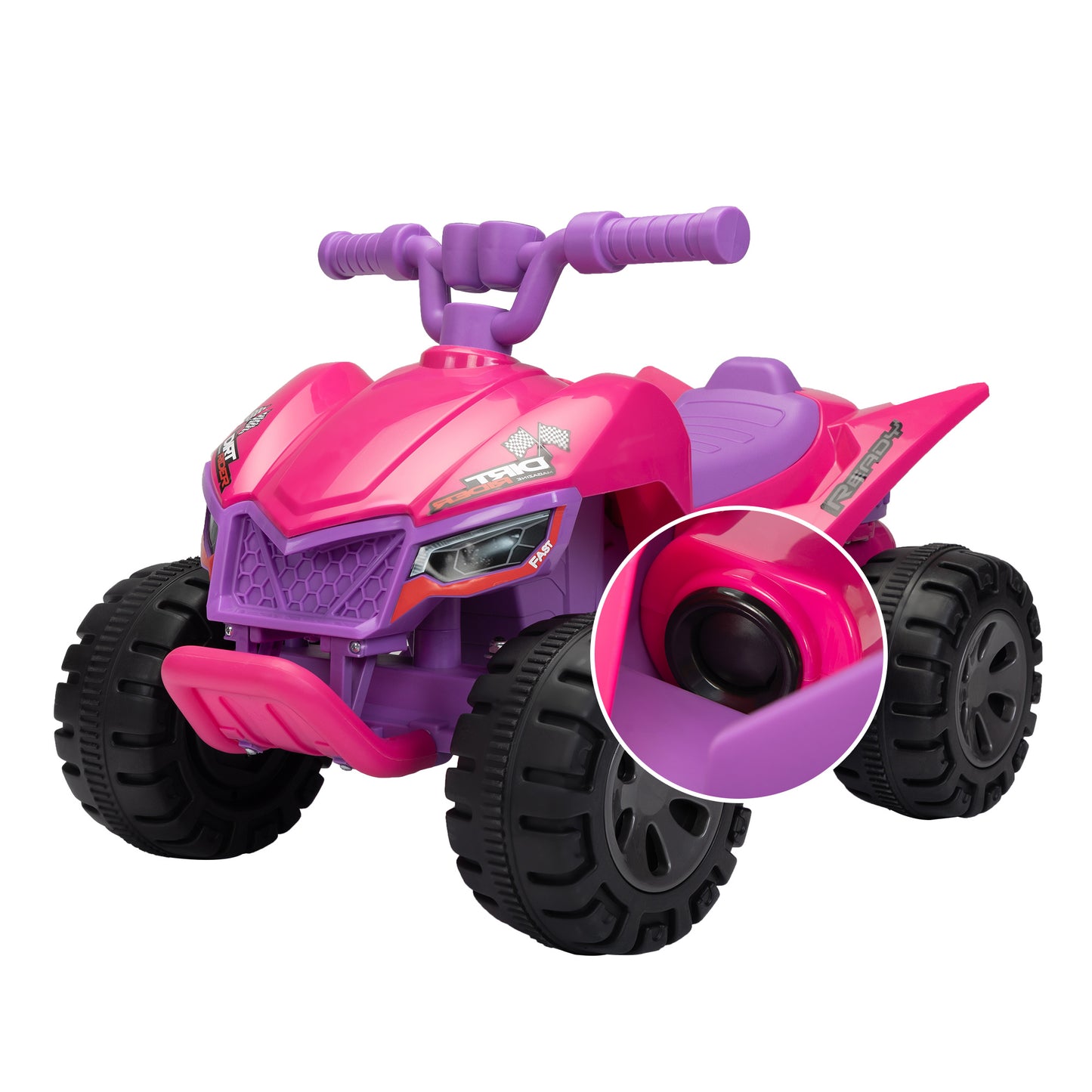 Kids Ride-on ATV; 6V Battery, w/ Music, LED Lights, Age 3-5, Rose Red