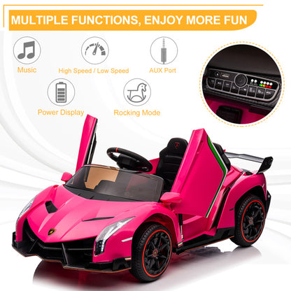 LEADZM Lamborghini Poison; Small Dual Drive 12V 4.5AH with 2.4G Remote Control, Pink