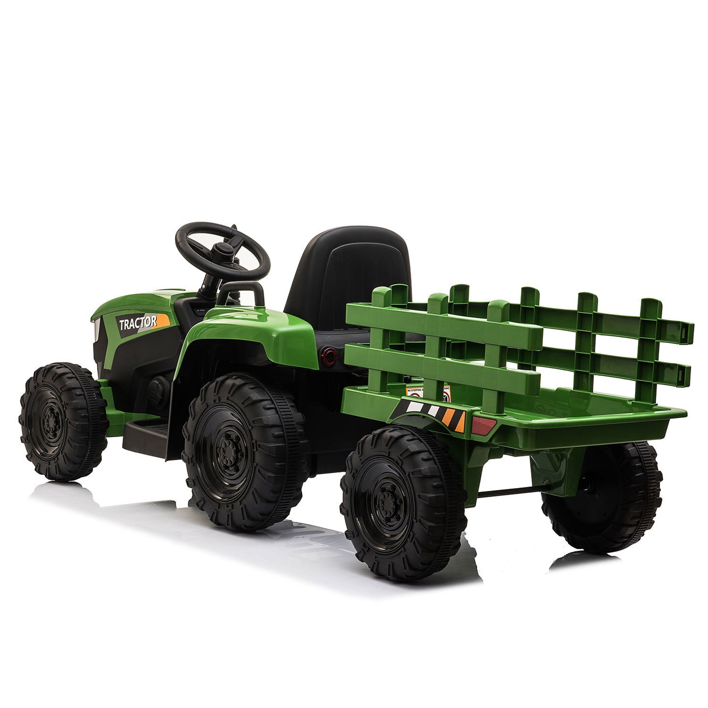 12V Ride On Tractor w/ Trailer; LED Lights, 3 to 6 Ages, Dark Green