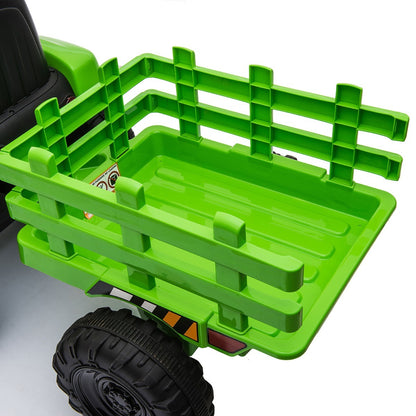 12V Ride On Tractor w/ Trailer; LED Lights, 3 to 6 Ages, Light Green