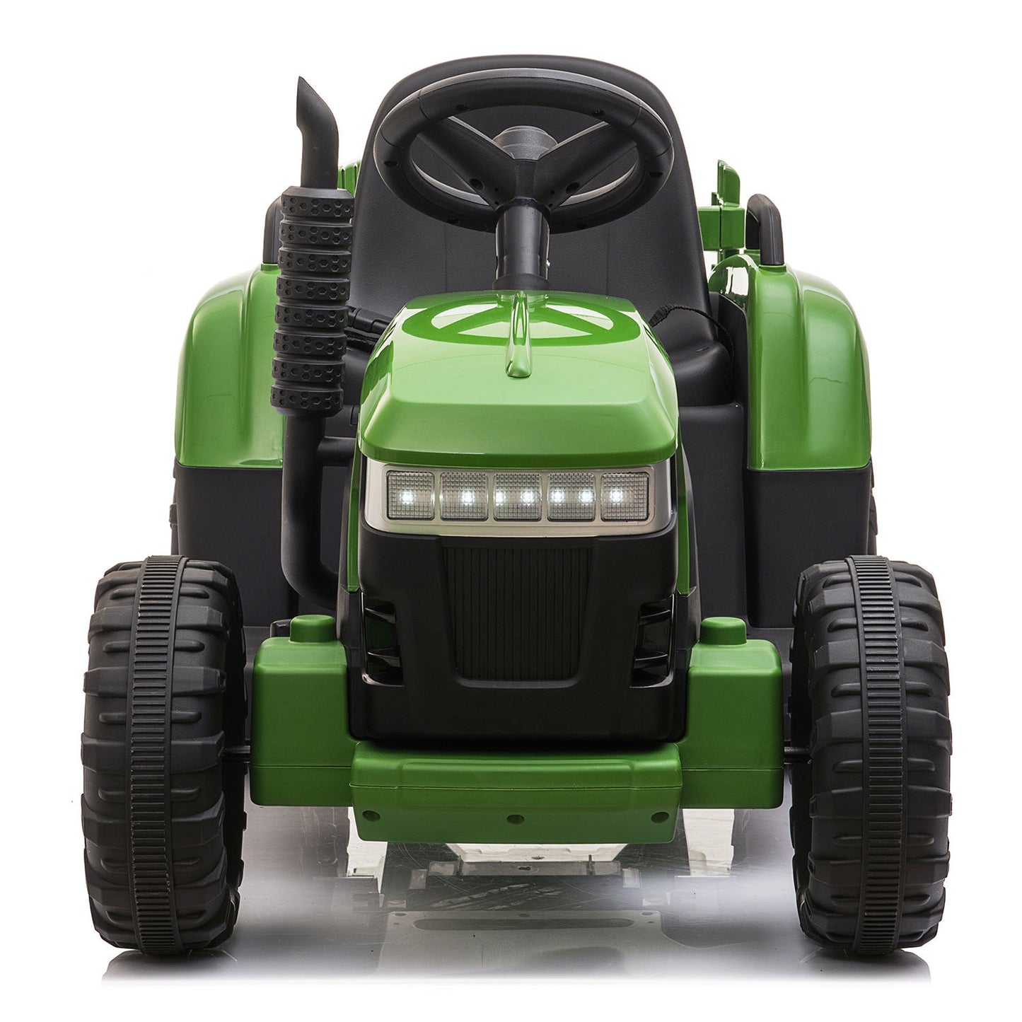 12V Ride On Tractor w/ Trailer; LED Lights, 3 to 6 Ages, Dark Green