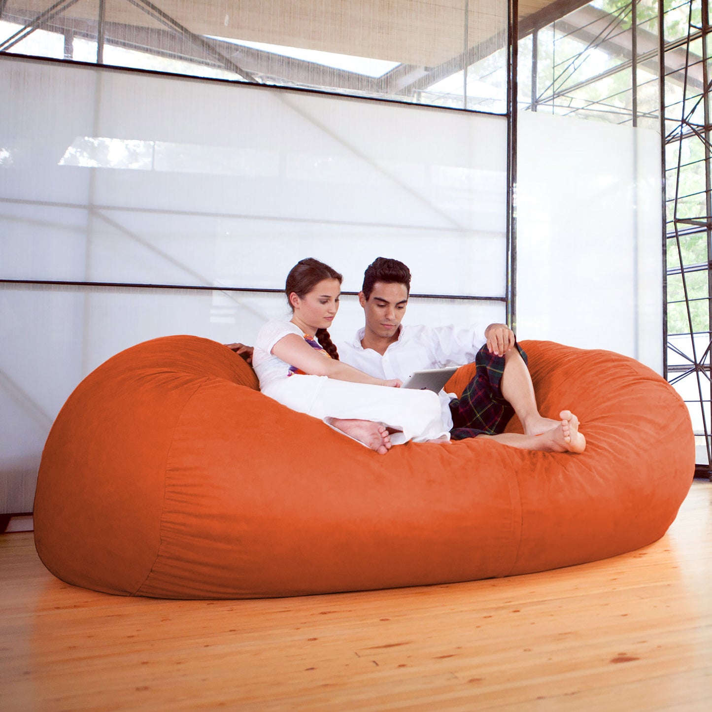 Jaxx 7 Foot Giant Bean Bag Sofa, Mandarin