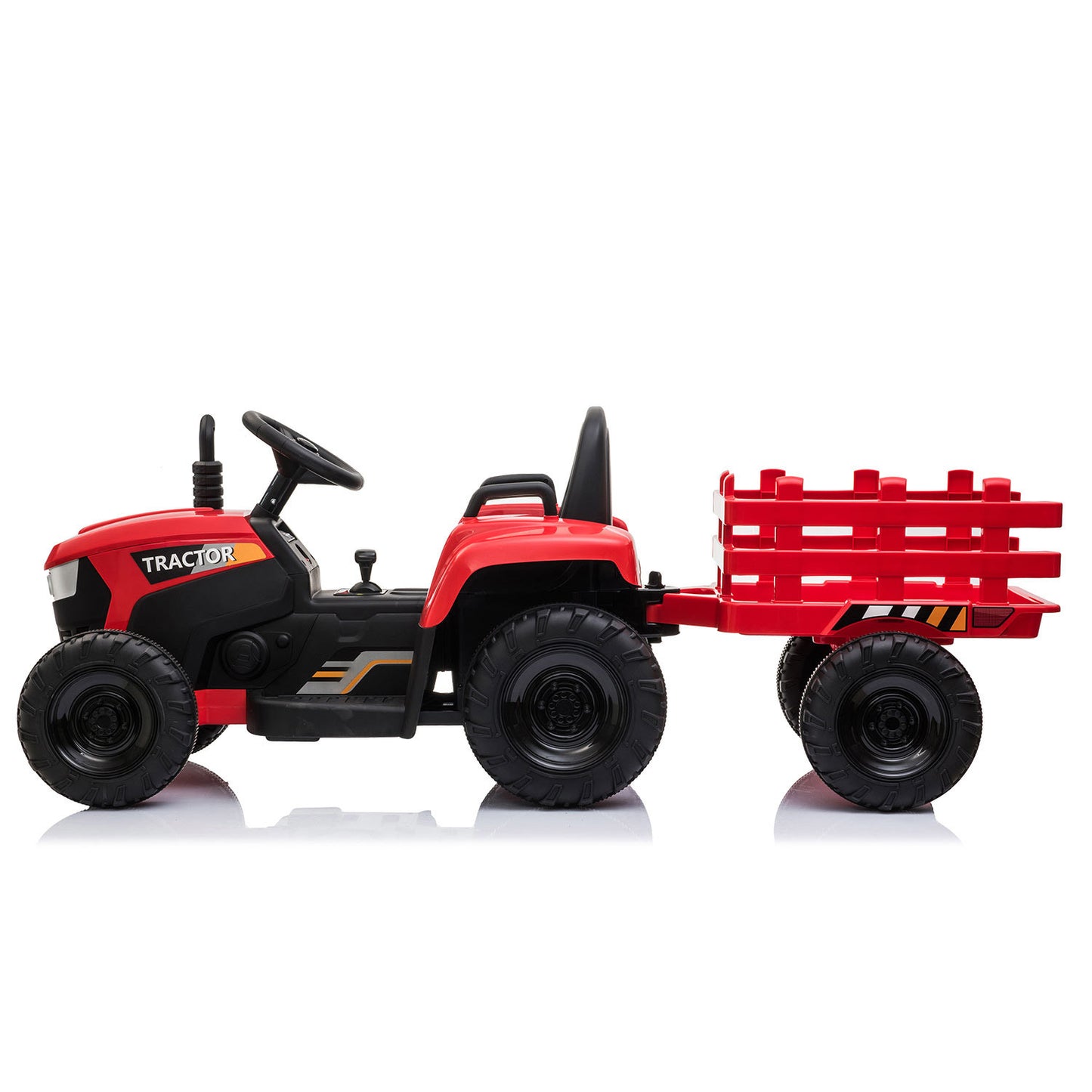 12V Ride On Tractor w/ Trailer; LED Lights, 3 to 6 Ages, Red