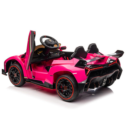 LEADZM Lamborghini Poison; Small Dual Drive 12V 4.5AH with 2.4G Remote Control, Pink