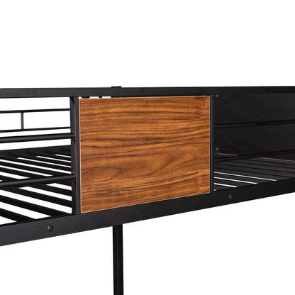 Full-over-full bunk bed; modern style w/ safety rail, built-in ladder