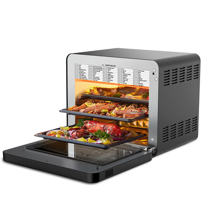 Geek Chef Steam Air Fryer / Toaster Oven Combo; Black Stainless Steel.