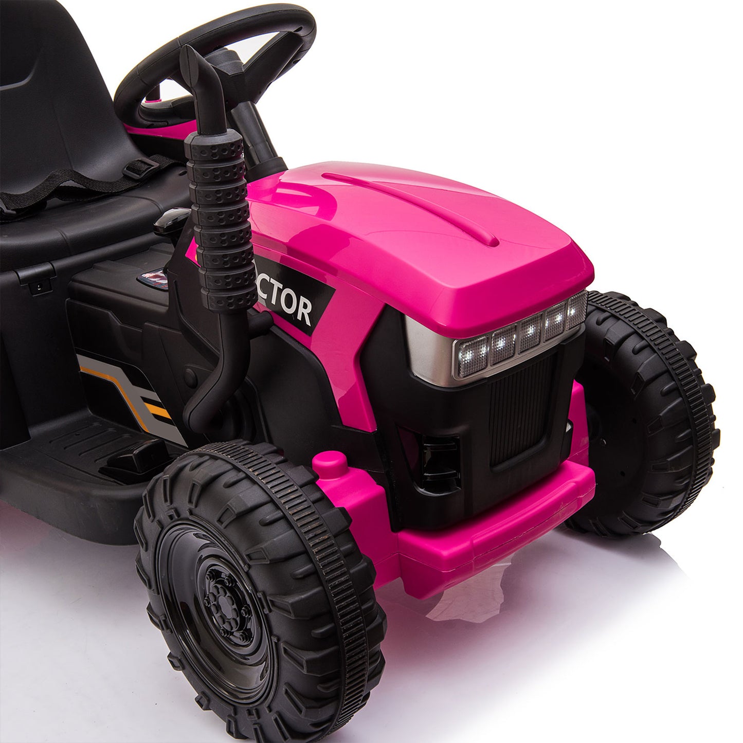 12V Ride On Tractor w/ Trailer; LED Lights, 3 to 6 Ages,  Rosy