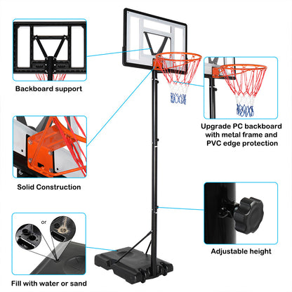 Outdoor Portable Basketball Goal; Adjustable Height 7ft - 10ft