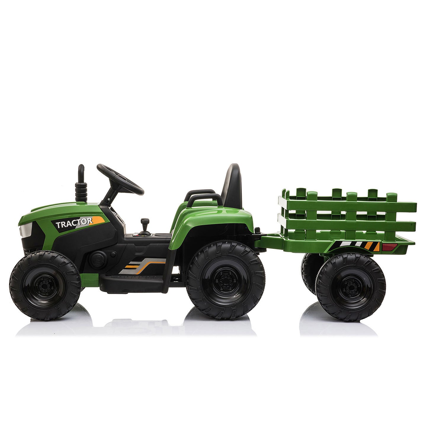 12V Ride On Tractor w/ Trailer; LED Lights, 3 to 6 Ages, Dark Green